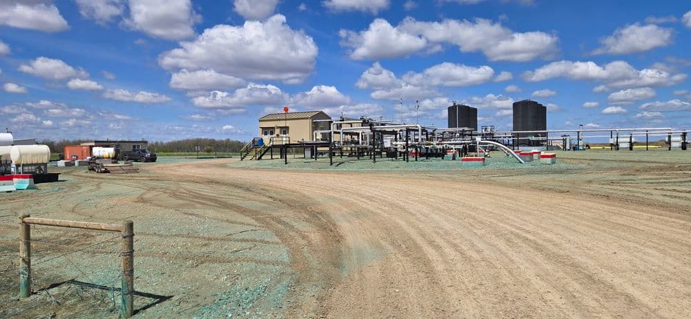 Oil and gas facility herbicide applicating